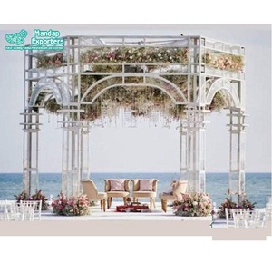 Décoration de fête de mariage en bord de mer, mandap/chuppah en métal, décoration de mariage en plein air, décoration de mandap en métal pour événements de mariage, décoration de mariage en bord de piscine, mandap - Product Image 1