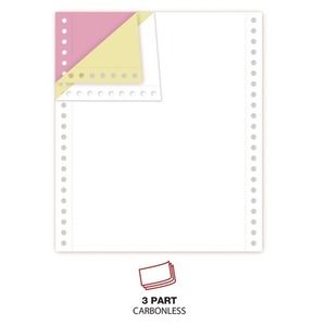 Papel de Impresión Sin Carbón Universal UNV15873 de 9.5 Pulgadas X 11 pulgadas 15 Libras, 3 Piezas, Blanco/Amarillo Canario/Rosa, 1200/Cartón - Product Image 3