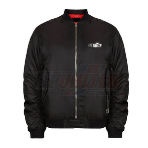 Chaqueta bomber de forro suave de moda para hombre con cuello levantado y detalle acanalado de mangas completas - Product Image 1