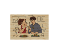 Décoration Murale Artistique Sans Cadre pour Couples Romantiques, Style Art Déco, Faite à la Main, Légère, Durable, Créative, en Bois, pour la Maison