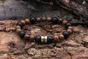 8MM 10MM Man Spiritual Onyx Wooden Beads Bracelet Natural Stone Beads