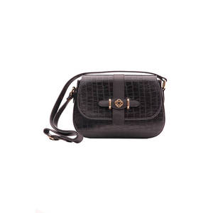 Bolso de PU con Patrón de Cocodrilo en Relieve, Color Negro - Product Image 5