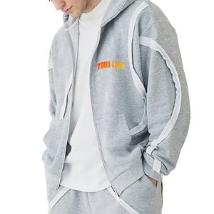 100% algodón 400 GSM HeavyWeight full zip up hoodies hombres oversize drop shoulder color sólido personalizado bordado HOODIE para hombres - Product Image 1