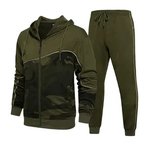 Nhà Sản Xuất Bán Buôn Tùy Chỉnh Đồng Bằng Phòng Tập Thể Dục Tracksuit Với Bên Sọc 100% Bông Mens Giản Dị Ánh Sáng Màu Xanh Lá Cây Phù Hợp Với Thể Thao