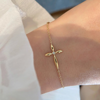 Bracelet avec pendentif croix plaqué or, zircon, argent sterling 925, fournisseur de bijoux sur mesure