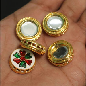 Assortiment de perles dorées Meenakari Kundan Spacer Connector Composants de bijoux 15-20mm pour la fabrication de colliers/boucles d'oreilles. - Product Image 1