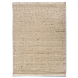 Alfombra de lana de color marfil sólido Manifest, alfombra de yute anudada a mano para sala de estar, pasillo rectangular, 10 mm de grosor, para adolescentes - Product Image 1