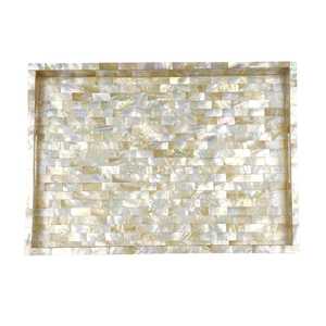 Plato de nácar hecho a mano para comedor de lujo, hotel y sala de estar, bandeja de servicio multifunción elegante RefinedPearl - Product Image 1