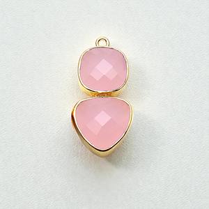 Charm de Calcedonia Rosa de 10 mm con Bisel de Plata 925 - Delicado Dije de Piedra Preciosa Rosa para DIY - Charm de Joyería con Bisel - Product Image 1