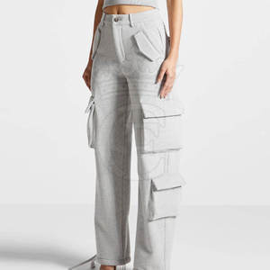 Pantalones Cargo para mujer con bolsillos Cargo y detalle de botones Pantalones Cargo Vintage de alta calidad para mujer - Product Image 3