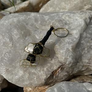 Meilleure qualité en gros Feng Shui porte-clés tourmaline noire naturelle sélénite sculptée Agate cristal dégringolé pierre clés de voitures de guérison - Product Image 3