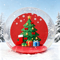 Globe de neige gonflable de Noël grandeur nature de 10 pieds, cabine photo géante en PVC transparent avec toile de fond imprimée