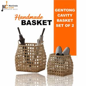 Ensemble de 2 paniers GENTONG en écorce de bananier, artisanat - Product Image 1