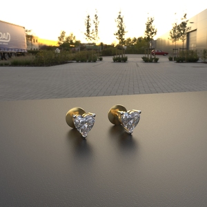Avarta 18K Gold <b>Fine</b> <b>Stud</b> <b>Earrings</b> Heart Solitaire Design 40 Cents Each - Product Image 3