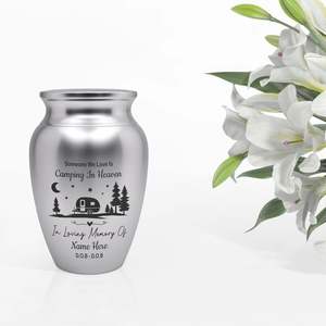 Urnes commémoratives extérieures personnalisées de camping forestier pour la crémation des cendres humaines Urne en acier inoxydable gravée pour l'enterrement Urne de taille personnalisée - Product Image 4