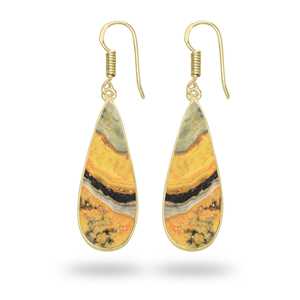 Pendientes con Forma de Gema Curativa Natural, Jaspe Abejorro, Chapado en Oro de 18K, Joyería Hecha a Mano para Mujer, Regalo para Fiesta - Product Image 2