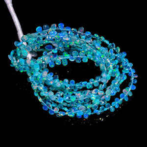 Ópalo, cuentas de ópalo azul etíope, cuentas de piedras preciosas de corazón de fuego múltiple para la fabricación de joyas, cuentas lisas de corazón de piedras preciosas de ópalo de fuego Welo - Product Image 2