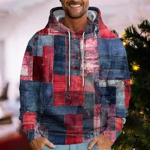 Sudadera con capucha de lana de gran tamaño de alta calidad para hombre logotipo personalizado bordado Diseño a cuadros cuello con capucha para invierno - Product Image 4