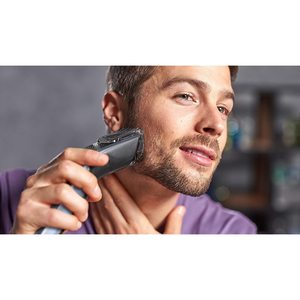 Tondeuse à cheveux pour homme, technologie DualCut, 13 réglages de longueur (0,5-23 mm), lame en acier inoxydable, batterie, anti-bouchon, argent/noir, US - Product Image 3