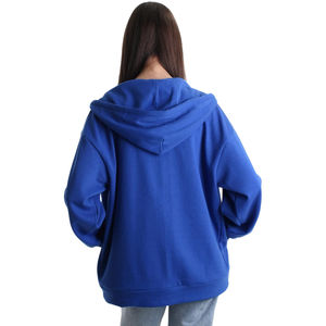 Sudadera con Capucha Gruesa de Invierno con Cierre, Talla Grande, Hombros Caídos, Lisa, para Mujer, de Felpa Francesa, Color Sólido - Product Image 3