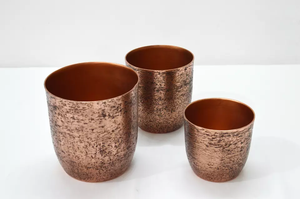 Designer Two Toned Color Nickel Plated Flower <b>Vase</b> Aluminum Hammered <b>Texture</b> Cone Shape Unique Style Fancy Wedding Flower <b>Vase</b> - Product Image 3