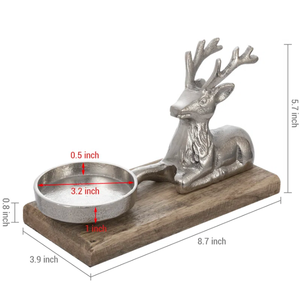 Candle holder with wood base fancy deer figurine Xmas ornament gift candles <b>tea</b> <b>light</b> holders <b>Christmas</b> wedding party home decor - Product Image 4