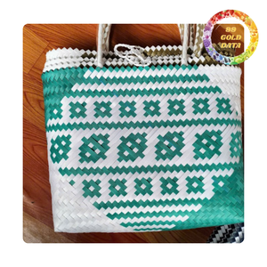 Durable Plastic Woven Bag | Eco Friendly Shopping Bag | Spacious bag with colorful straw - Product Image 5