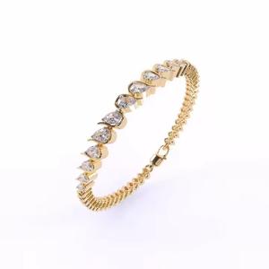 Pulsera de tenis de diamante con corte de pera de oro minimalista, pulsera apilable de moissanita, regalo de aniversario romántico para esposa - Product Image 6
