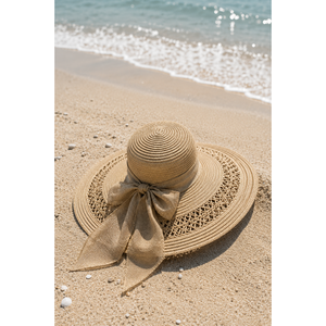 Sombrero Panamá de Paja Calado con Lazo, Estampado de Camello, Paja Natural de Trigo, Material de Papel con Logotipo Personalizado para Fiestas de Verano - Product Image 2