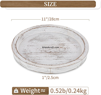 Plateau décoratif personnalisé, fantaisie, marque privée, style ferme bohème, fait main, durable, blanc, pour bougies de Noël multi-usages