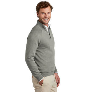 Pull à col montant en coton texturé de qualité supérieure, coupe classique, gris uni, 100% coton - Product Image 3