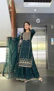 2024 dernier lourd Faux Georgette Sharara costume pour femmes indien pakistanais vêtements classe séquence travail vente chaude vêtements de mariage - Product Image 3