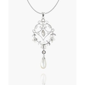 Ensemble de pendentifs fleuris avec perle d'eau douce plaqué rhodium - Product Image 3