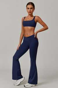 Sujetador deportivo Maeve azul marino de alta calidad elegante escote cuadrado y espalda transpirable secado rápido alto impacto mujeres gimnasio Fitness Sujetador deportivo - Product Image 2