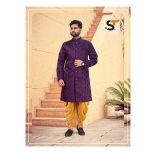 Présentation du nouveau design Jacquard Kurta avec velours Dhoti du prix de gros par exportation - Product Image 1