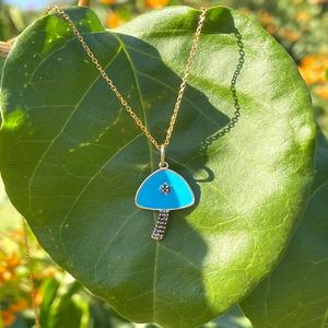 Mushroom <b>14K</b> <b>Gold</b> Lab Grown Diamond Pendant <b>Necklace</b> Charm Dainty <b>Gold</b> <b>Necklace</b> for Gift - Product Image 5