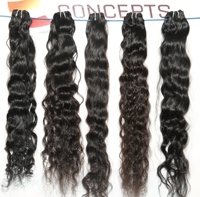 Bundel kutikula mentah alami bergelombang murah pemanjangan rambut manusia India grosir kuil Indian