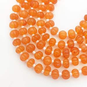 Carnelian Carved Gemstone Pumpkin Beaded Strands 8 Inch Long Loose Stone Melon Bead Strand Supplier from India - Product Image 6