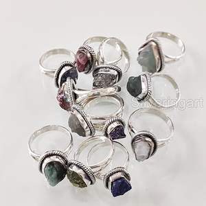 Anillo de Piedras Preciosas en Bruto para Mujer, Esmeralda Natural, Zafiro, Tanzanita, Herkimer, Joyería de Plata de Ley 925 - Product Image 4