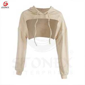 2024 forro polar de algodón de Entrenamiento Personalizado 1 pieza Top corto de mujer Sudadera con capucha de gran tamaño sudadera de algodón orgánico para mujer - Product Image 4