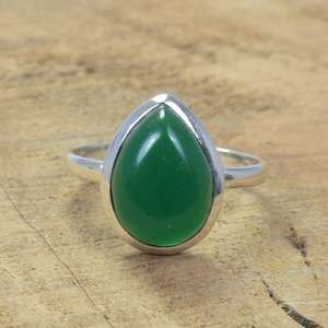 Green Onyx 925 Sterling <b>Silver</b> Ring Pear Shape Handmade Gemstone Jewelry Elegant Gift For Women - Product Image 1