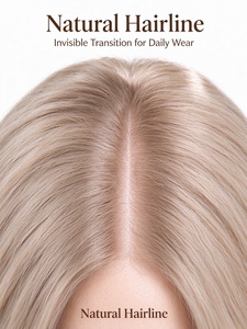 Natural Blonde Fiber Hair <b>Wig</b> Long Wavy Human Hair <b>Wig</b> Breathable Cap Soft Silky Texture for Daily Wear - Product Image 5