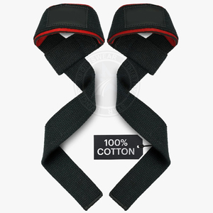 Sangles de gymnastique d'entraînement d'haltérophilie/poignet de barre de main enveloppes lourdes 100% coton Gym Fit toutes les tailles de musculation - Product Image 6