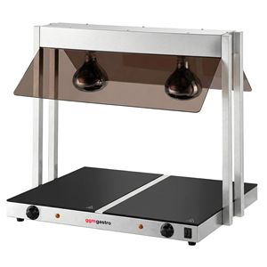 Plaque chauffante en acier inoxydable avec surface en verre céramique - 730 mm - 1,07 kW - avec 2 lampes chauffantes infrarouges - avec verre trempé - Product Image 5