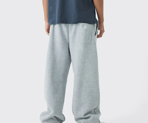 Pantalon de survêtement gris en coton pour homme, taille élastique avec cordon de serrage, logo brodé sur la jambe droite, joggers décontractés pour l'automne - Product Image 6