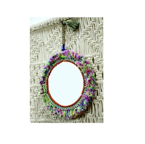 Espejo montado en la pared de macramé de aspecto fabuloso Diseño de moda Acabado natural Decoración de Navidad Color fantástico Más popular - Product Image 4