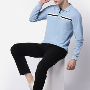 เสื้อโปโลแขนยาวผ้าพิมพ์ลายสีทึบสำหรับเล่นกอล์ฟสำหรับผู้ชาย - Product Image 6