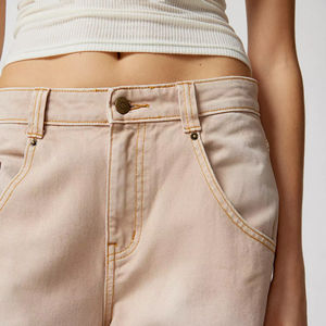 กางเกงยีนส์ทรงแบ็กกี้กางเกงเอวยางยืดแบนราบผ้าฝ้าย100% วินเทจออกแบบได้ตามต้องการ - Product Image 4