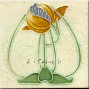 Azulejo de chimenea de pared de cerámica Art Nouveau #00072 Acento de cerámica elegante para decoración del hogar - Product Image 1