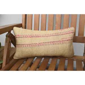Beige Kilim Patchwork Wool Pillow 8x16 Inch Eco-Friendly Non-Slip Decorative <b>Cushion</b> Vintage <b>Fluffy</b> Leaves Pattern Removable - Product Image 1